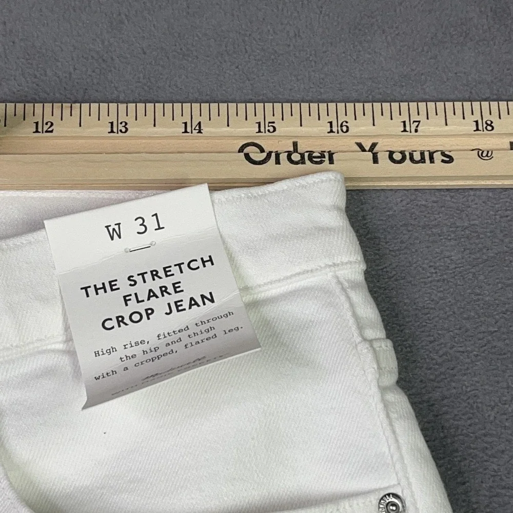 Madewell The Flare Crop Jean Women 31 White Super Stretch Denim Hi Rise NWT